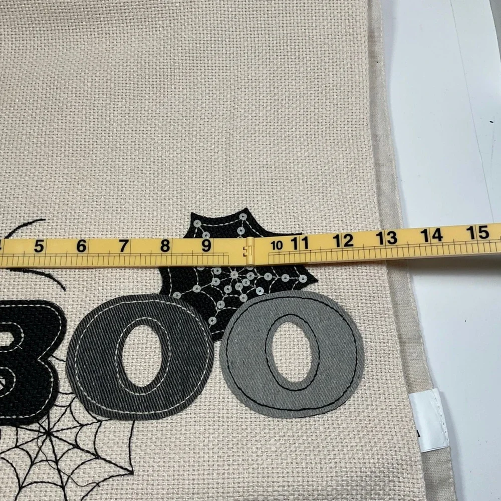 K&K interiors Boo Decorative Pillow & runner Spider Web Halloween Cream Black 1